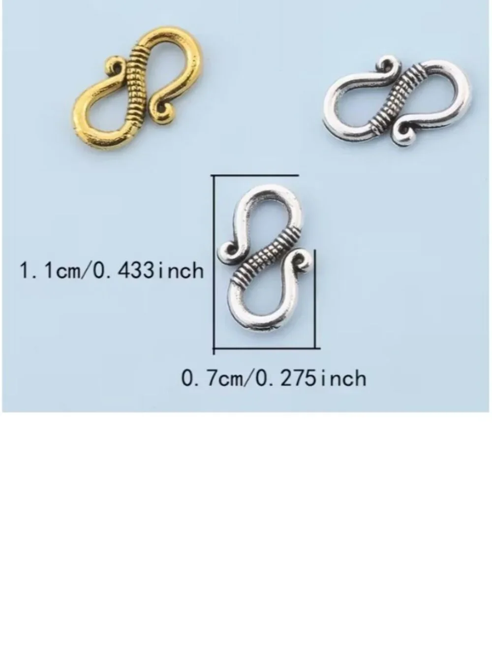 S-Shaped Links  Spacer Beads   25 Gold 25 Silver